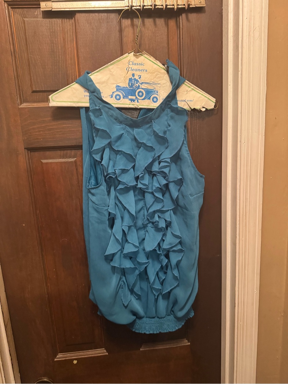 Women’s Size Small Ruffled Teal Tank Top
